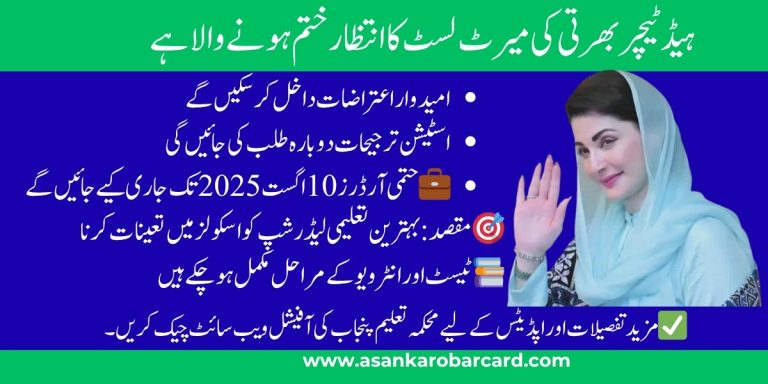 Head Teacher Merit List 2025